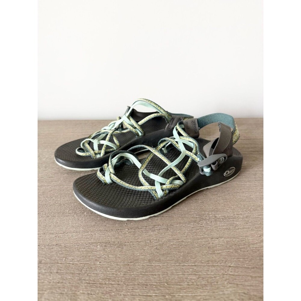 Chaco Women's ZX/2 Classic Sandal in Black with Mint Straps Size 9
